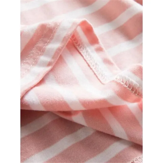 Women’s Pajamas Nightgown Nightshirt Dress Stripe Fashion Comfort Home Daily Bed Modal Breathable Crew Neck Long Sleeve Summer Black Pink 35bb615bff4e2564eecc091e01ff5645