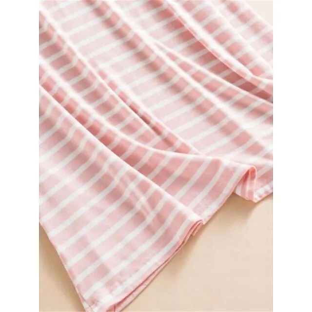 Women’s Pajamas Nightgown Nightshirt Dress Stripe Fashion Comfort Home Daily Bed Modal Breathable Crew Neck Long Sleeve Summer Black Pink 418a64ad027edc83a70cfcaeceed2d23
