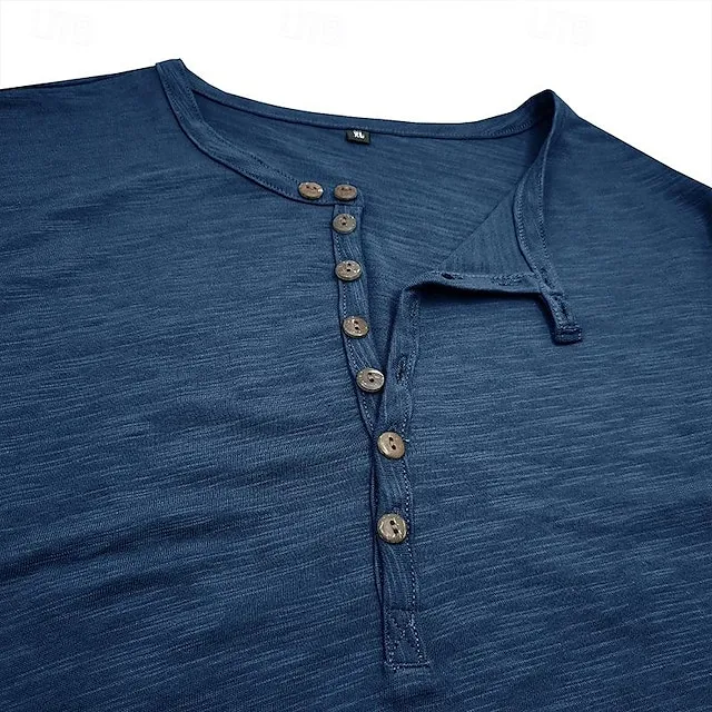 Men’s Henley Shirt Tee Top Plain Henley Street Vacation Short Sleeves Clothing Apparel Fashion Designer Basic ecad177bd811c898b336b76978595d0f