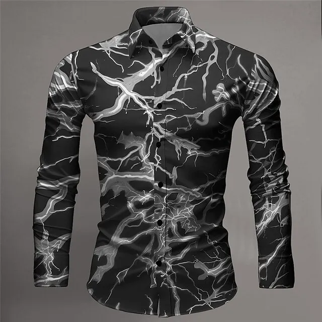 Crack Abstract Men’s Shirt Daily Wear Going out Spring & Summer Turndown Long Sleeve Purple, Green, Gray S, M, L 4-Way Stretch Fabric Shirt edabf8ff0bc7d42d227f392754f7764a