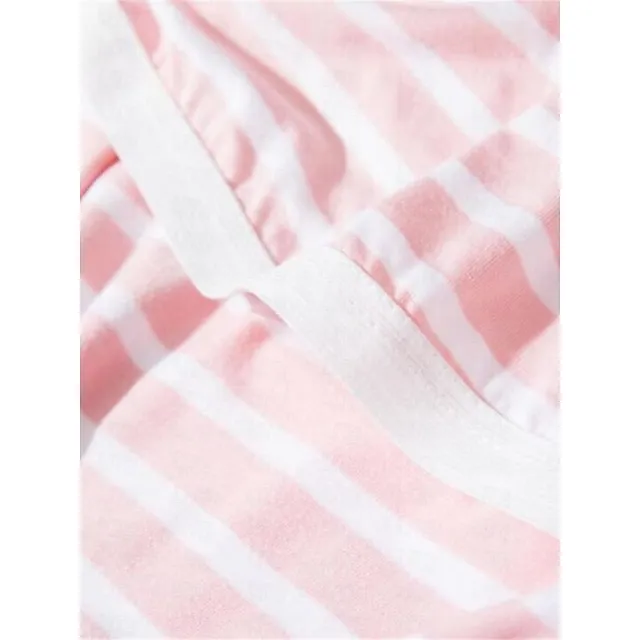 Women’s Pajamas Nightgown Nightshirt Dress Stripe Fashion Comfort Home Daily Bed Modal Breathable V Wire Short Sleeve Chest pads Summer Black Light Green 218bc97489c77d35cea088323ecaca05