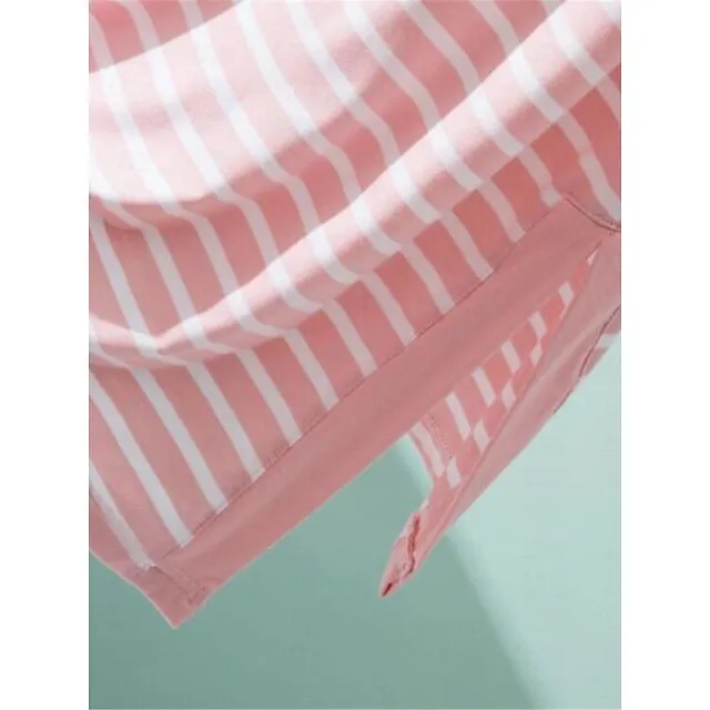 Women’s Pajamas Nightgown Nightshirt Dress Stripe Fashion Comfort Home Daily Bed Modal Breathable V Wire Short Sleeve Chest pads Summer Black Light Green 63a61dca1b5133a0b497049e2c6862db