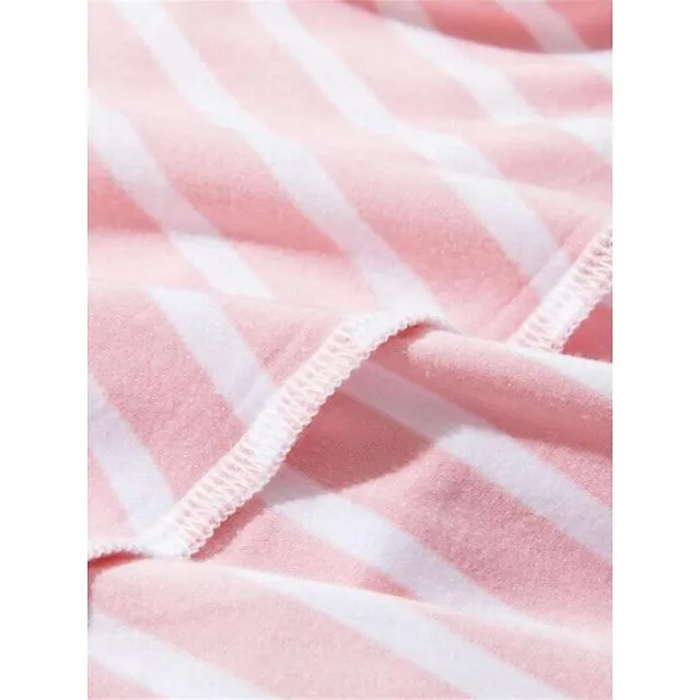 Women’s Pajamas Nightgown Nightshirt Dress Stripe Fashion Comfort Home Daily Bed Modal Breathable V Wire Short Sleeve Chest pads Summer Black Light Green 6f6bf0d31c4d995308159847de9dae16