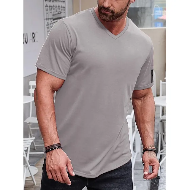 Men’s T shirt Tee Tee Plain V Neck Short Sleeve Clothing Apparel Muscle Slim Fit Comfortable Big and Tall 0439085dd8fcfb3cc660b30c83ce1d9a