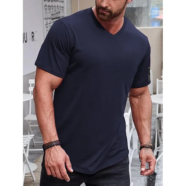 Men’s T shirt Tee Tee Plain V Neck Short Sleeve Clothing Apparel Muscle Slim Fit Comfortable Big and Tall 0bc7965427ee9ed8844254bfdb5cb055