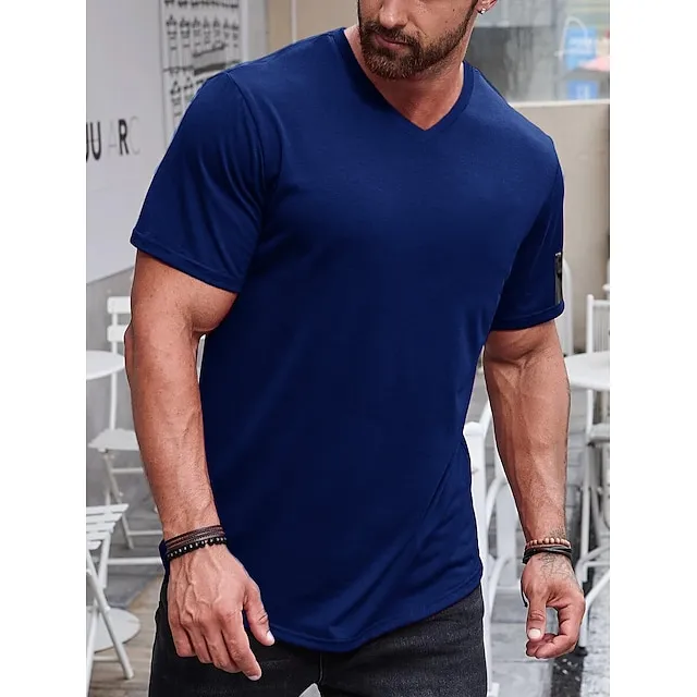 Men’s T shirt Tee Tee Plain V Neck Short Sleeve Clothing Apparel Muscle Slim Fit Comfortable Big and Tall 1992340b076675e290149e778955d758