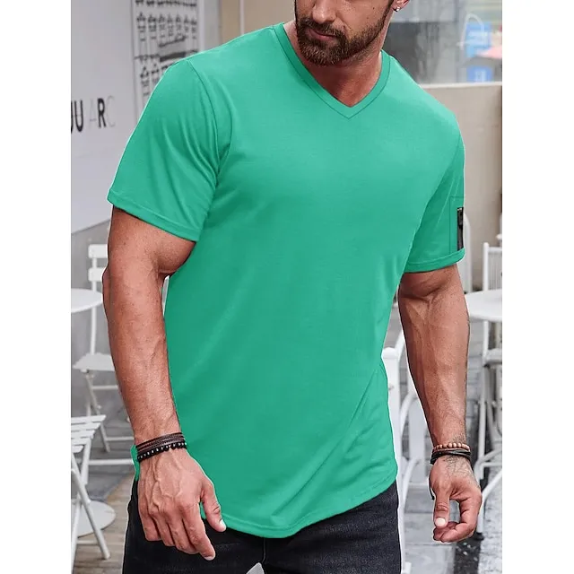 Men’s T shirt Tee Tee Plain V Neck Short Sleeve Clothing Apparel Muscle Slim Fit Comfortable Big and Tall 3bcc836f5e4e43af08e70920cb44871a