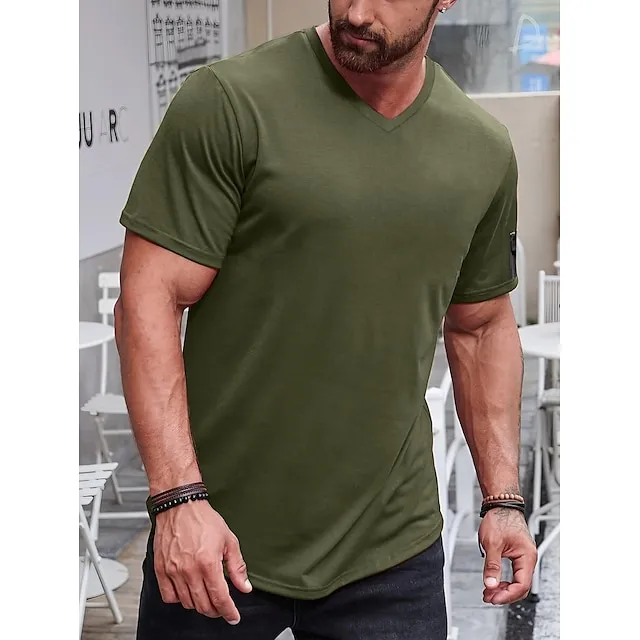 Men’s T shirt Tee Tee Plain V Neck Short Sleeve Clothing Apparel Muscle Slim Fit Comfortable Big and Tall 469e937499a0b5661bbfdf3053bbe9f8