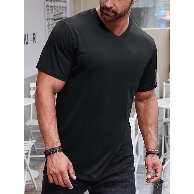 Men’s T shirt Tee Tee Plain V Neck Short Sleeve Clothing Apparel Muscle Slim Fit Comfortable Big and Tall 607f0865559902e3b09daa6c95c92a24