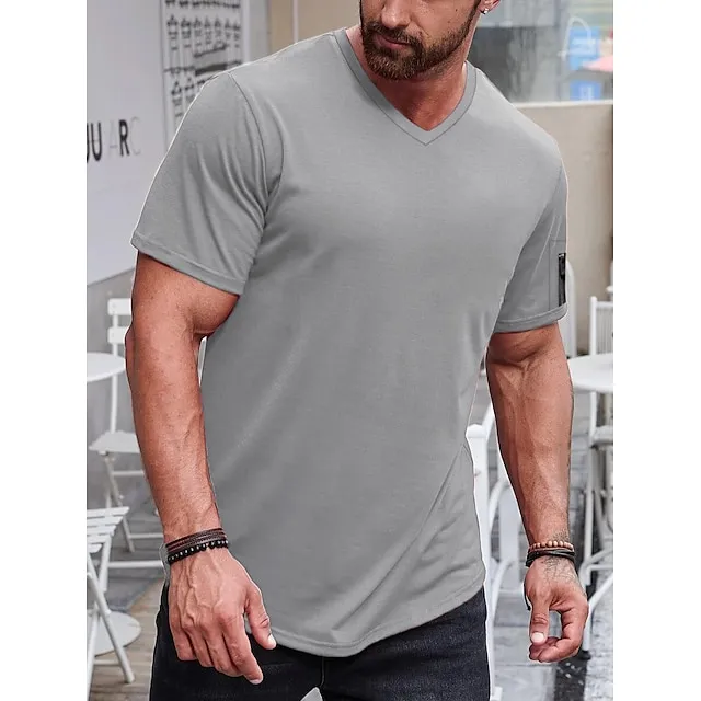 Men’s T shirt Tee Tee Plain V Neck Short Sleeve Clothing Apparel Muscle Slim Fit Comfortable Big and Tall 8fadc6ae4ed7f7a50542c93f254f1d6f