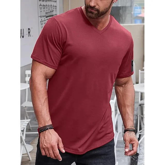 Men’s T shirt Tee Tee Plain V Neck Short Sleeve Clothing Apparel Muscle Slim Fit Comfortable Big and Tall be1891b4e57c1dceacd67d9f93a82dbe