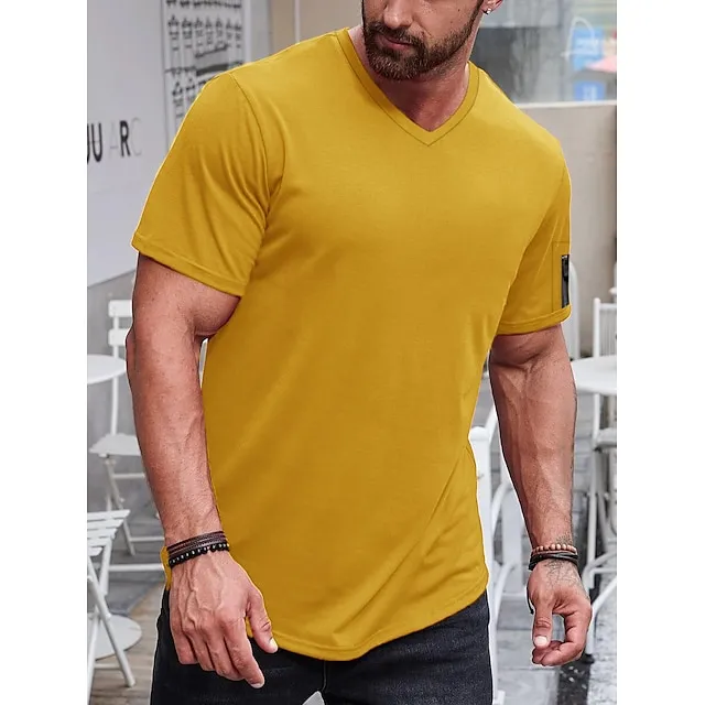 Men’s T shirt Tee Tee Plain V Neck Short Sleeve Clothing Apparel Muscle Slim Fit Comfortable Big and Tall d0403cad6b7d647a078c9a07b4a1fd6e