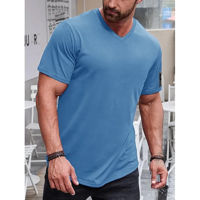 Men’s T shirt Tee Tee Plain V Neck Short Sleeve Clothing Apparel Muscle Slim Fit Comfortable Big and Tall e6f6c4b558ec12d20a06317751b66cca