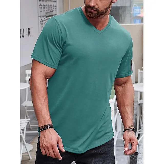 Men’s T shirt Tee Tee Plain V Neck Short Sleeve Clothing Apparel Muscle Slim Fit Comfortable Big and Tall f02148b46be1860ebf62c91f37bcc25a