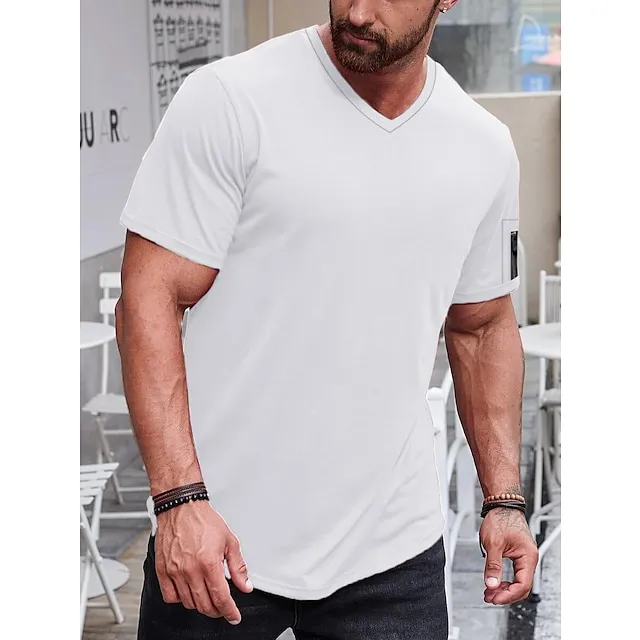 Men’s T shirt Tee Tee Plain V Neck Short Sleeve Clothing Apparel Muscle Slim Fit Comfortable Big and Tall faf1bef050fbfffab3682475397dfdcf