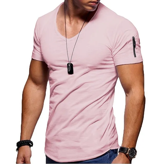 Men's T shirt Tee Tee Plain V Neck Short Sleeve Clothing Apparel Muscle Slim Fit Comfortable Big and Tall fbc9869dc0dc804847e20eed88ee45f6