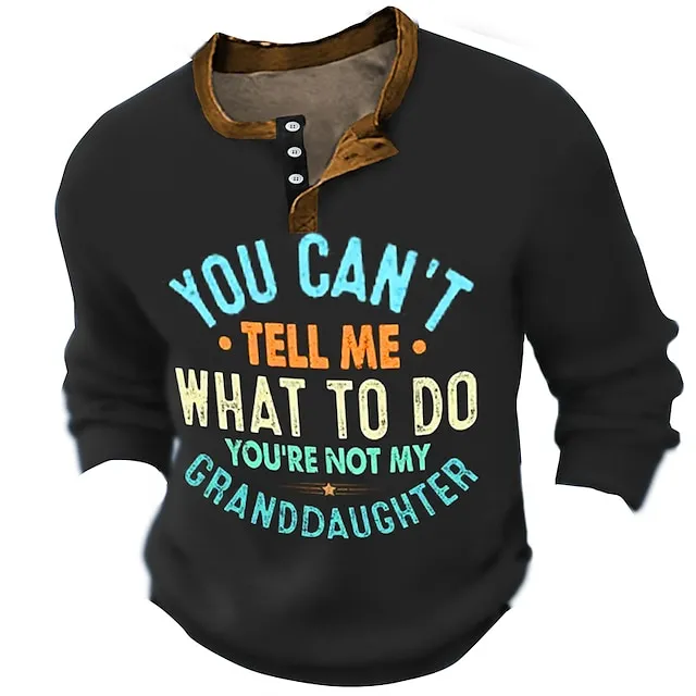 Graphic Letter Fashion Daily Casual Men’s 3D Print Henley Shirt Casual Holiday Going out T shirt Black Brown Army Green Long Sleeve Henley Shirt Spring & Fall Clothing Apparel S M L XL XXL 3XL 4XL 2a6936e80a838ceede20816b7c2425a4