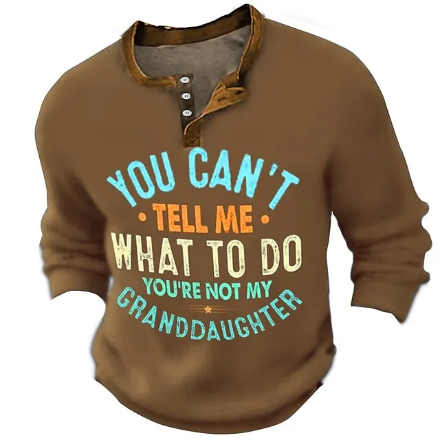 Graphic Letter Fashion Daily Casual Men’s 3D Print Henley Shirt Casual Holiday Going out T shirt Black Brown Army Green Long Sleeve Henley Shirt Spring & Fall Clothing Apparel S M L XL XXL 3XL 4XL 91f14ddbe8a03552edc6edd2f4882985