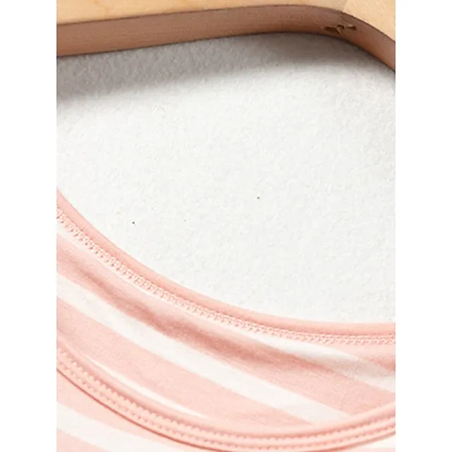 Women’s Pajamas Nightgown Nightshirt Dress Stripe Fashion Comfort Home Daily Bed Modal Breathable Crew Neck Short Sleeve Chest pads Summer Black Pink bdea737b324dc147e15df6e1ed5a5327