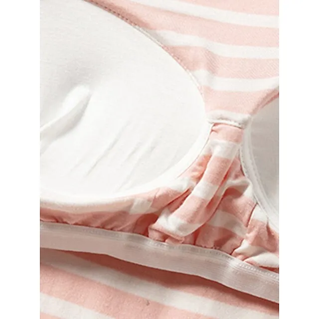 Women’s Pajamas Nightgown Nightshirt Dress Stripe Fashion Comfort Home Daily Bed Modal Breathable Crew Neck Short Sleeve Chest pads Summer Black Pink ce88bf1b3b14f3401667fe502336e7d5