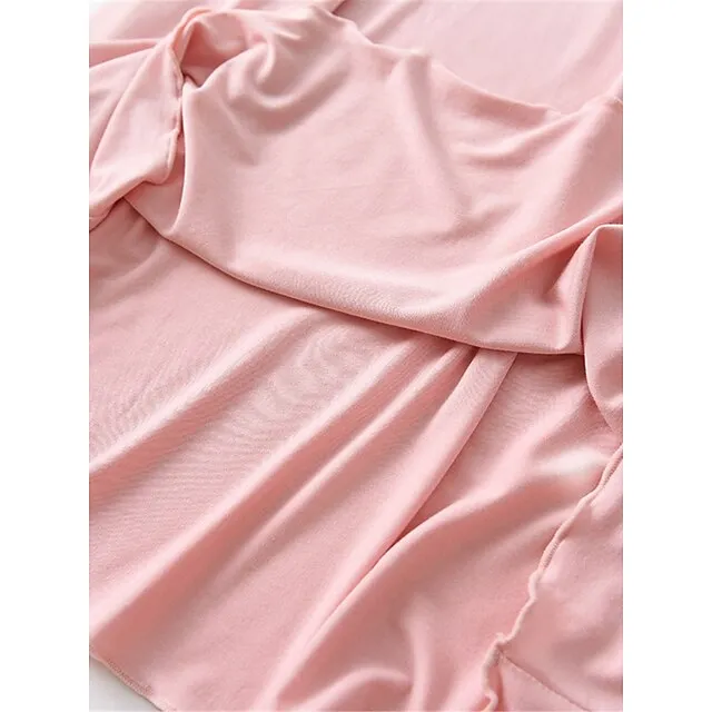 Women’s Pajamas Nightgown Nightshirt Dress Pure Color Simple Comfort Home Daily Bed Modal Breathable Crew Neck Short Sleeve T shirt Tee Summer Spring Yellow Pink 92a1bf5a065c783bcb563d28128d5071