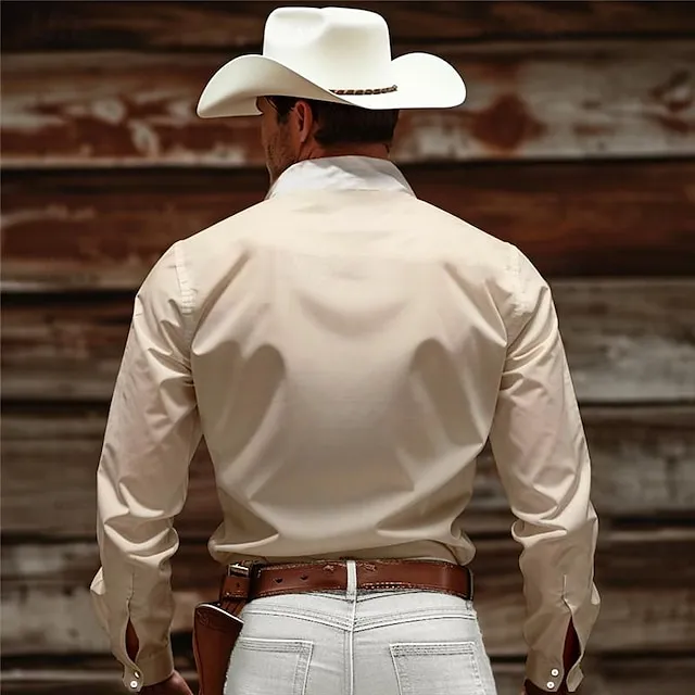 Floral Men’s Vintage western style 3D Printed Western Shirt Daily Wear Going out Weekend Spring & Summer Turndown Long Sleeve Pink Khaki Beige S M L 4-Way Stretch Fabric Shirt c3134b4c750eaa1aa052a2f0266ae8ae