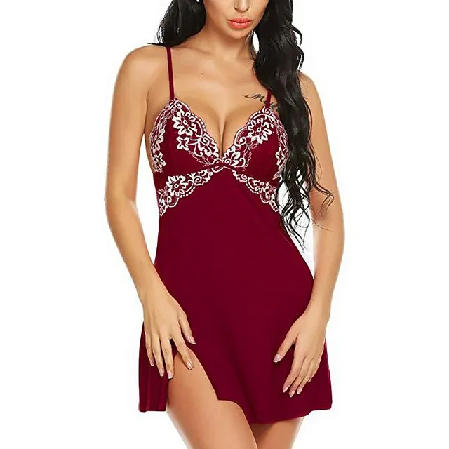Women’s Pajamas Nightgown Nighty Pjs 1 PCS Jacquard Embroidered Casual Comfort Xmas Party Home Daily Spandex Gift Strap Lace Mesh Summer Spring Black Red 67631dd90bc948a25212b3c9eb93b42d