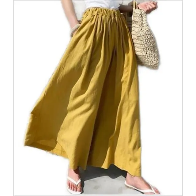 Women’s Culottes Wide Leg Linen Pants Maillard Ankle-Length Faux Linen Pocket Baggy Mid Waist Streetwear Chino Casual Daily Light Gray 4 One-Size Spring & Summer Fall 2635f04302dc64db7a2f65239309e7d7
