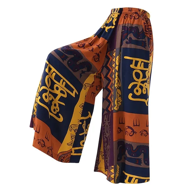 Women's Wide Leg Pants Trousers Baggy Graphic Tribal Baggy Full Length Causal Vacation Red Purple XL XXL Spring Fall 609e29d2488d7077e0860b6968e64e1e