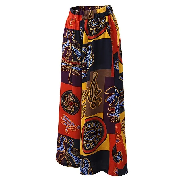 Women’s Wide Leg Pants Trousers Baggy Graphic Tribal Baggy Full Length Causal Vacation Red Purple XL XXL Spring Fall 8af900c3744cb0e26b0891cf6e5559bd