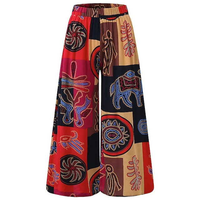 Women’s Wide Leg Pants Trousers Baggy Graphic Tribal Baggy Full Length Causal Vacation Red Purple XL XXL Spring Fall a361e8e3cb2803e9d1027c3c7c0e9d5d