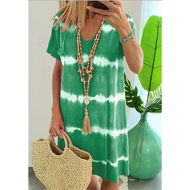 Women’s Shift Dress Midi Dress Yellow Red Blue Short Sleeve Tie Dye Print Summer Spring V Neck Casual 2023 S M L XL XXL 3XL 4XL 5XL 83f66e005fd29f9e1c2db2c070c99e4b