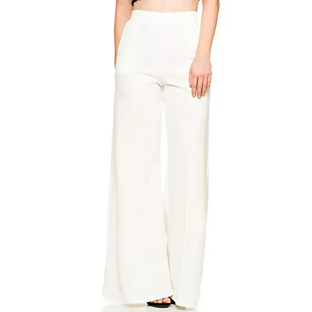 Women’s Dress Wide Leg Pants Bootcut Flare Full Length Pocket Baggy Micro-elastic Mid Waist Streetwear Casual Casual Weekend Black White S M Summer Spring & Fall 4d9c9ab35724098fe2a700cda68b0efe