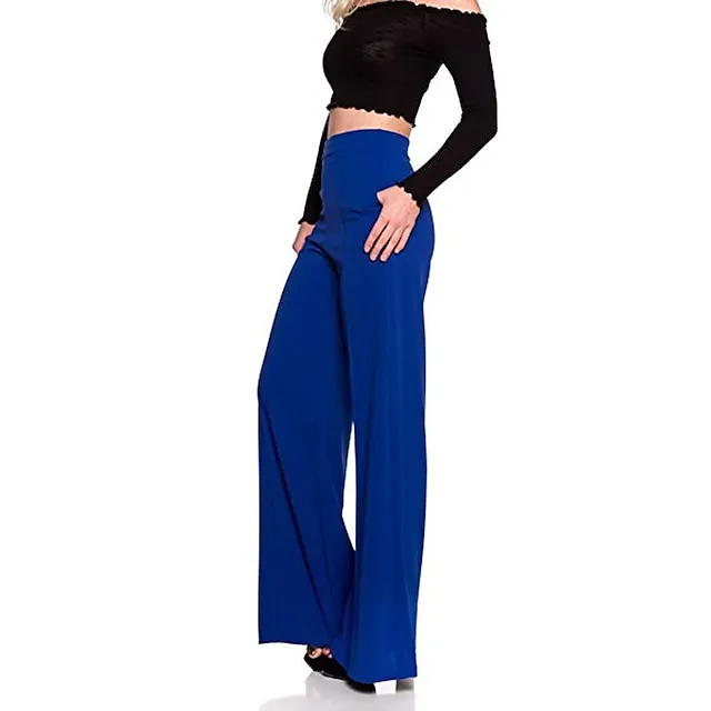 Women’s Dress Wide Leg Pants Bootcut Flare Full Length Pocket Baggy Micro-elastic Mid Waist Streetwear Casual Casual Weekend Black White S M Summer Spring & Fall bd7f2d817ce6753be7f3cc5b5316d7a3