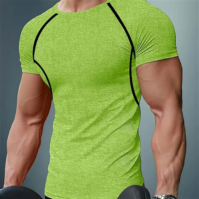 Men’s T shirt Tee Muscle Shirt Moisture Wicking Shirts Plain Crew Neck Casual Holiday Short Sleeve Clothing Apparel Sports Fashion Lightweight Big and Tall 567df6519610b263133f042aa161353e