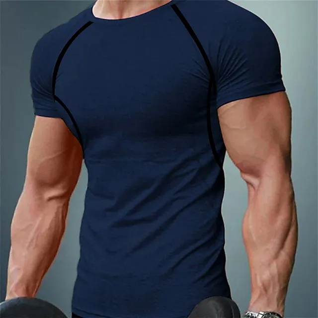 Men’s T shirt Tee Muscle Shirt Moisture Wicking Shirts Plain Crew Neck Casual Holiday Short Sleeve Clothing Apparel Sports Fashion Lightweight Big and Tall 933e08c9257d27fca8d854e8aa0fd275