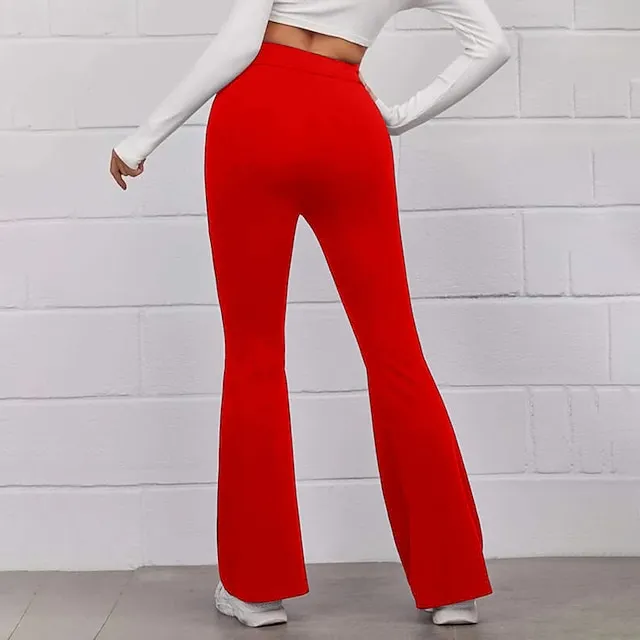 Women’s Bootcut Flare Flared Pants Plain Full Length Micro-elastic High Waist Fashion Casual Weekend Black Yellow S M Summer Spring & Fall 427269a7a8e25dc7023a895e4f50fbe2