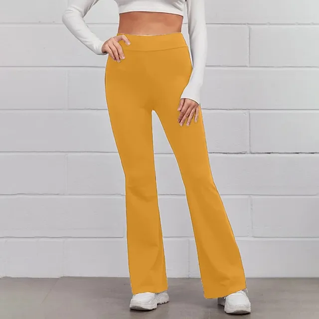 Women’s Bootcut Flare Flared Pants Plain Full Length Micro-elastic High Waist Fashion Casual Weekend Black Yellow S M Summer Spring & Fall a991c92d305b0a33d7c977a3d66c76ec