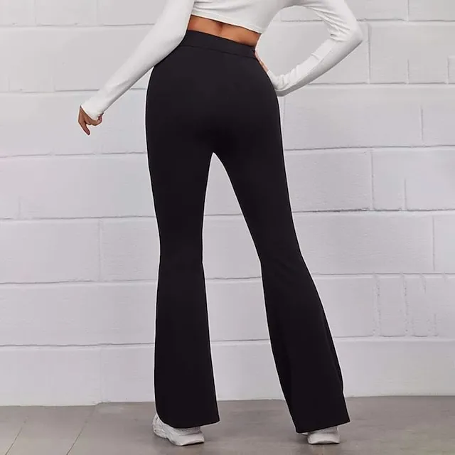 Women’s Bootcut Flare Flared Pants Plain Full Length Micro-elastic High Waist Fashion Casual Weekend Black Yellow S M Summer Spring & Fall ac6365b45d308e486230e30ea660c568