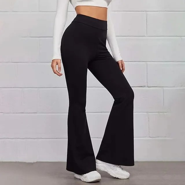 Women’s Bootcut Flare Flared Pants Plain Full Length Micro-elastic High Waist Fashion Casual Weekend Black Yellow S M Summer Spring & Fall acbe7b310bb19d00efe42fa40fc471f1