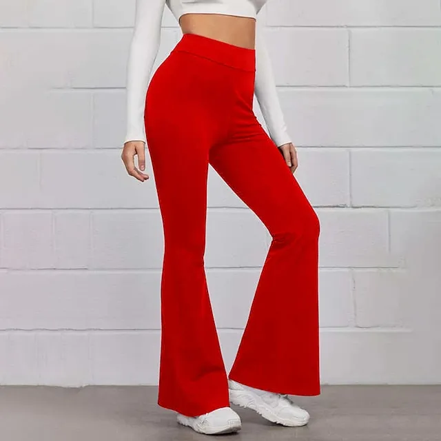 Women’s Bootcut Flare Flared Pants Plain Full Length Micro-elastic High Waist Fashion Casual Weekend Black Yellow S M Summer Spring & Fall ba84daaa84e82e6e6211ca996141f702