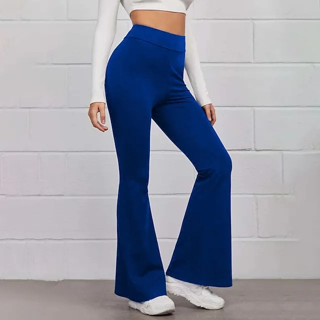 Women's Bootcut Flare Flared Pants Plain Full Length Micro-elastic High Waist Fashion Casual Weekend Black Yellow S M Summer Spring & Fall f23ac671ecb96e923cd76d5f970f97fd