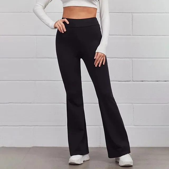 Women’s Bootcut Flare Flared Pants Plain Full Length Micro-elastic High Waist Fashion Casual Weekend Black Yellow S M Summer Spring & Fall f38ebc7fe647837c8185e856714e0c3b