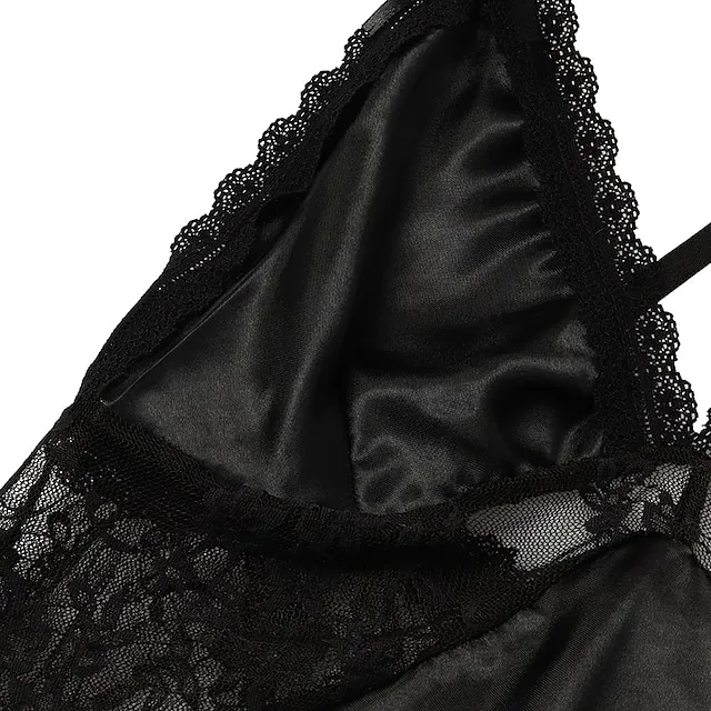 Women’s Pajamas Nightgown Dress Pjs Patchwork Fashion Comfort Soft Home Christmas Daily Satin V Wire Sleeveless Hole Summer Spring Black Wine 595a275a7637f5b89bbda104ef654651