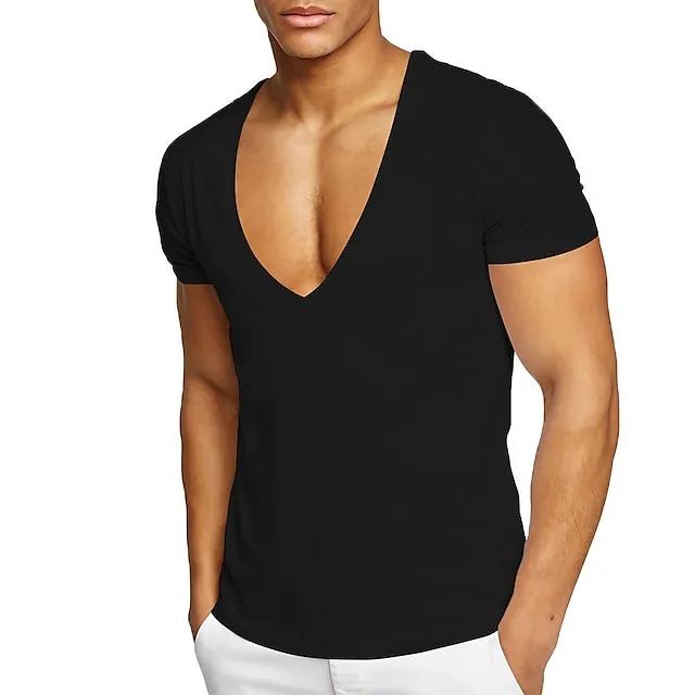 Men's T shirt Tee Plain V Neck Casual Holiday Short Sleeve Clothing Apparel 100% Cotton Sports Fashion Lightweight Big and Tall 94d878f53ec3a46ca270458a9963bb13