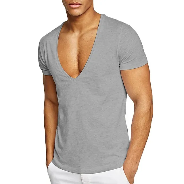 Men’s T shirt Tee Plain V Neck Casual Holiday Short Sleeve Clothing Apparel 100% Cotton Sports Fashion Lightweight Big and Tall e3940e0d63c5a3764aae0972a6a28486