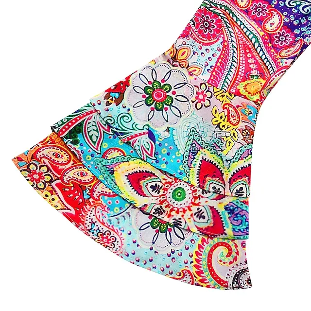 Women’s Casual Dress Ethnic Dress Shift Dress Mini Dress Rainbow 3/4 Length Sleeve Leaf Ruffle Summer Spring V Neck Fashion 2023 3XL 28ab8299bab7705eeb03dad3aaa81464