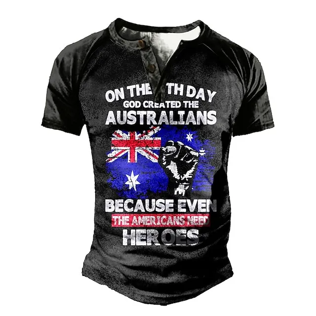 Men's T shirt Tee Henley Shirt Tee Graphic Hand National Flag Henley Black Short Sleeve Plus Size Outdoor Daily Patchwork Button-Down Tops Basic Designer Casual Classic / Summer / Summer b08523cfe1e7f18fce1a5d31b1659dbb