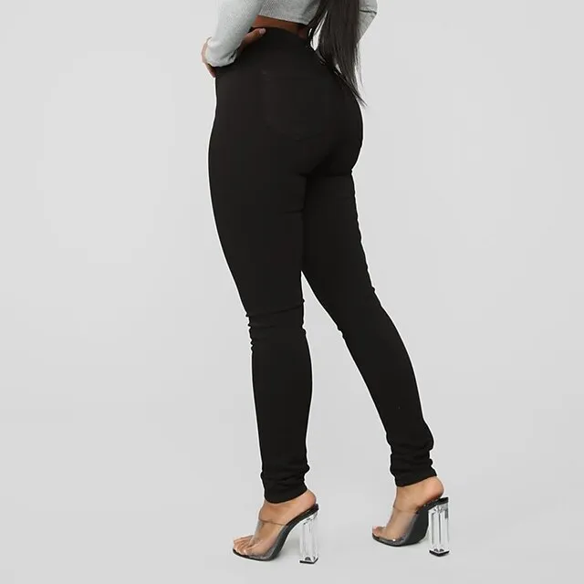 Women’s Jeans Skinny Pants Trousers Denim Plain Side Pockets Full Length Micro-elastic High Waist Fashion Casual Weekend Light Blue Dark Gray S M 18bbed141c1c6ce2251c998d0089db07
