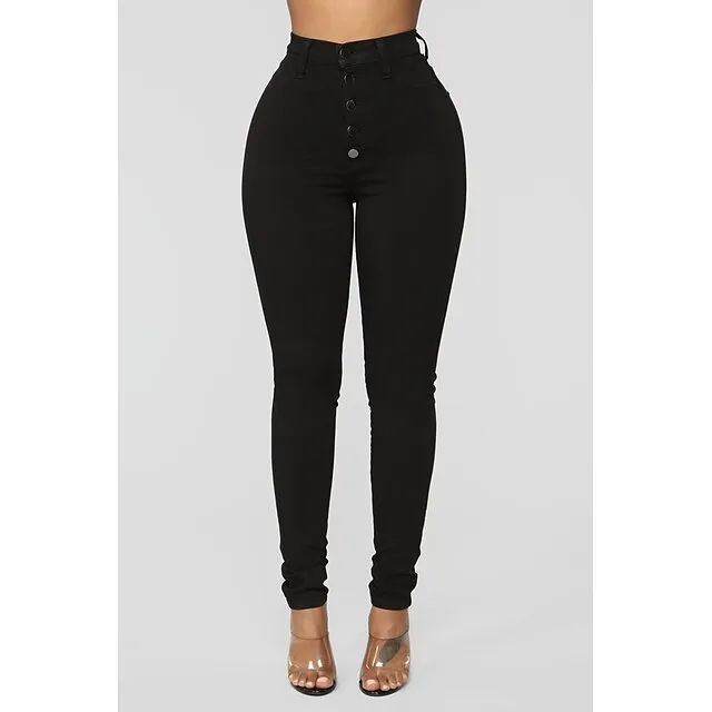 Women’s Jeans Skinny Pants Trousers Denim Plain Side Pockets Full Length Micro-elastic High Waist Fashion Casual Weekend Light Blue Dark Gray S M 1a28e6f35b9d295a29683789968a23cd